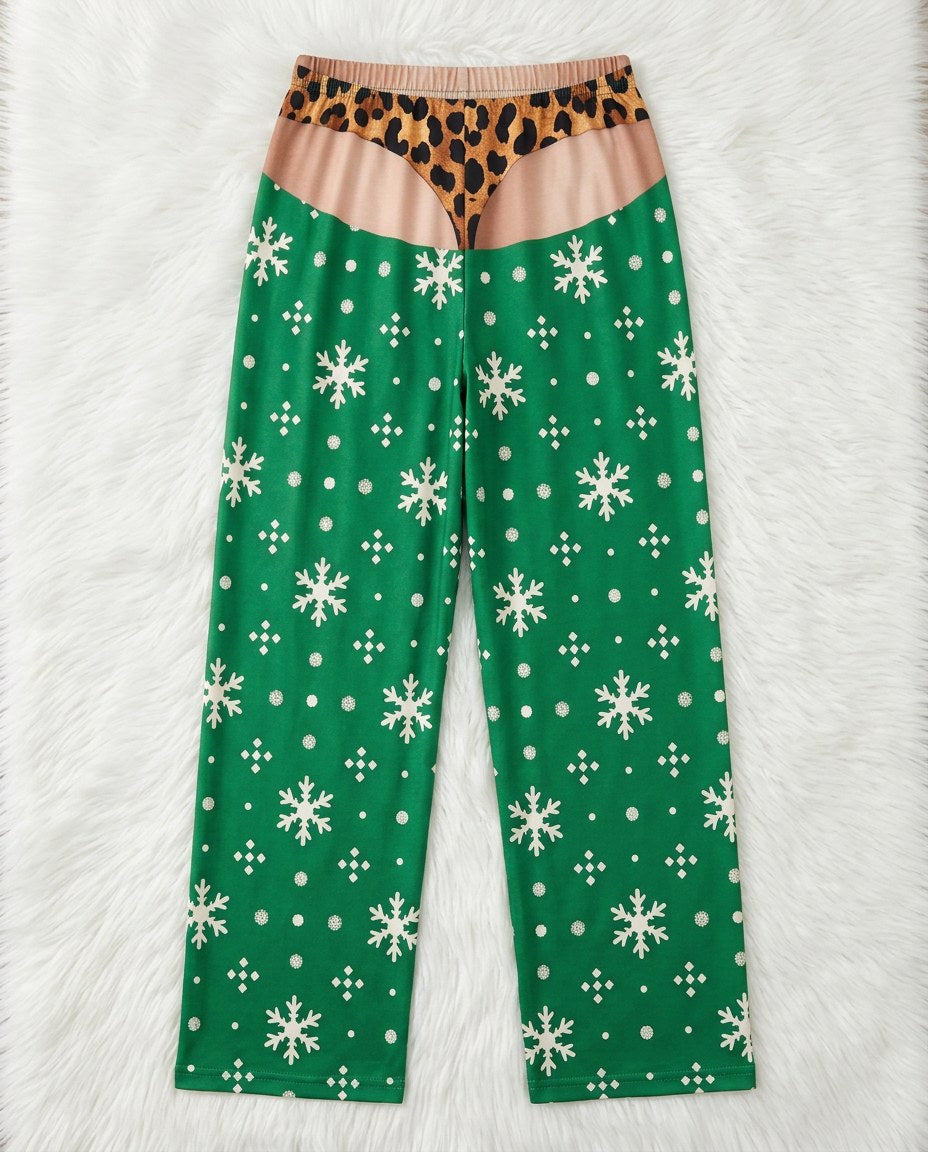 Snowflake Leopard Thong – flat lay