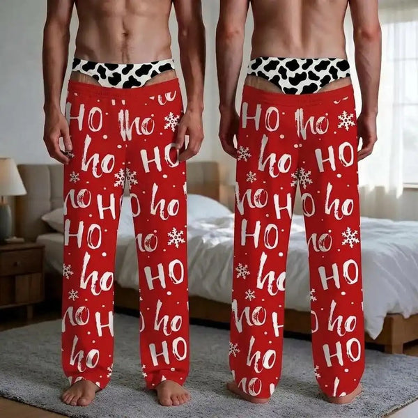 Ho Ho Holy Cow pajama pants, front and back